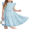 Arshiner Easter Dresses for Girls Summer Party Casual Ruffle Sleeve Flowy DressLight Blue Size 7-8 view 1