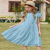 Arshiner Easter Dresses for Girls Summer Party Casual Ruffle Sleeve Flowy DressLight Blue Size 7-8 view 4