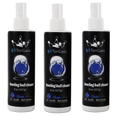 TonGass (3-Pack, Total 24 oz Bowling Ball Cleaner Spray Portable Bowling Cleaner Accessories Bowling Ball Oil Scuff and Belt Mark Cleaner Restores Tack and Prolongs Lifespan of Ball