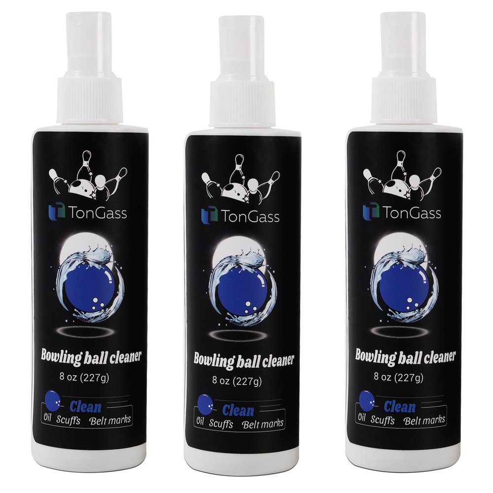 TonGass (3-Pack, Total 24 oz Bowling Ball Cleaner Spray Portable Bowling Cleaner Accessories Bowling Ball Oil Scuff and Belt Mark Cleaner Restores Tack and Prolongs Lifespan of Ball