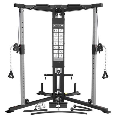 DONOW Cable Crossover Machine, Cable Fly Machine Home Gym System Workout Station with Dual Pulley System Pull-Up Bar Cable Bar and LAT Pull Down System (DN-5011)