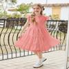 Arshiner Girls Summer Dress Boho Wedding Party Ruffle Sleeve Elegant DressesPink Size 5 view 4