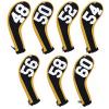 Andux 7Pack Golf Wedge Irons Club Head Covers Degree NO. on Both Sides Long Neck with Zipper Black/Yellow view 2