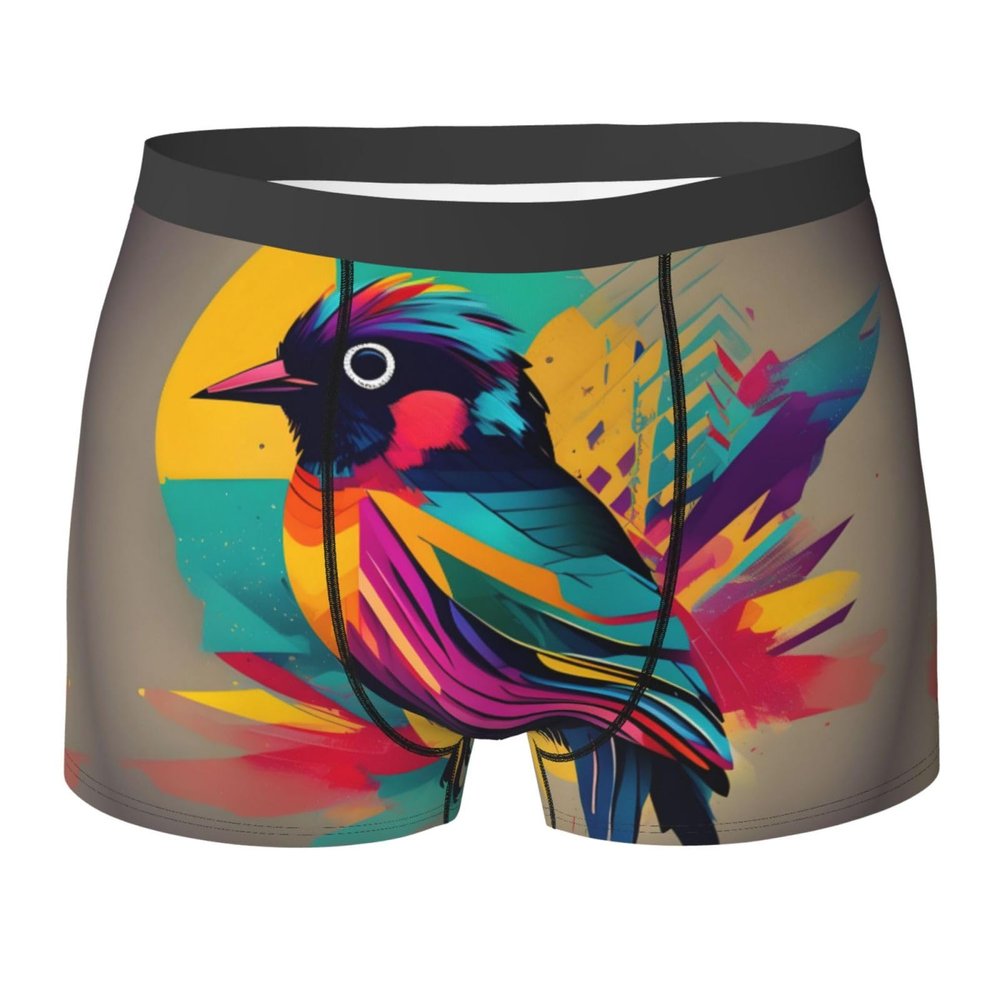 Colorful Bird Premium Elastic Men'S Boxer Briefs,Comfortable And Breathable Men'S Underwear