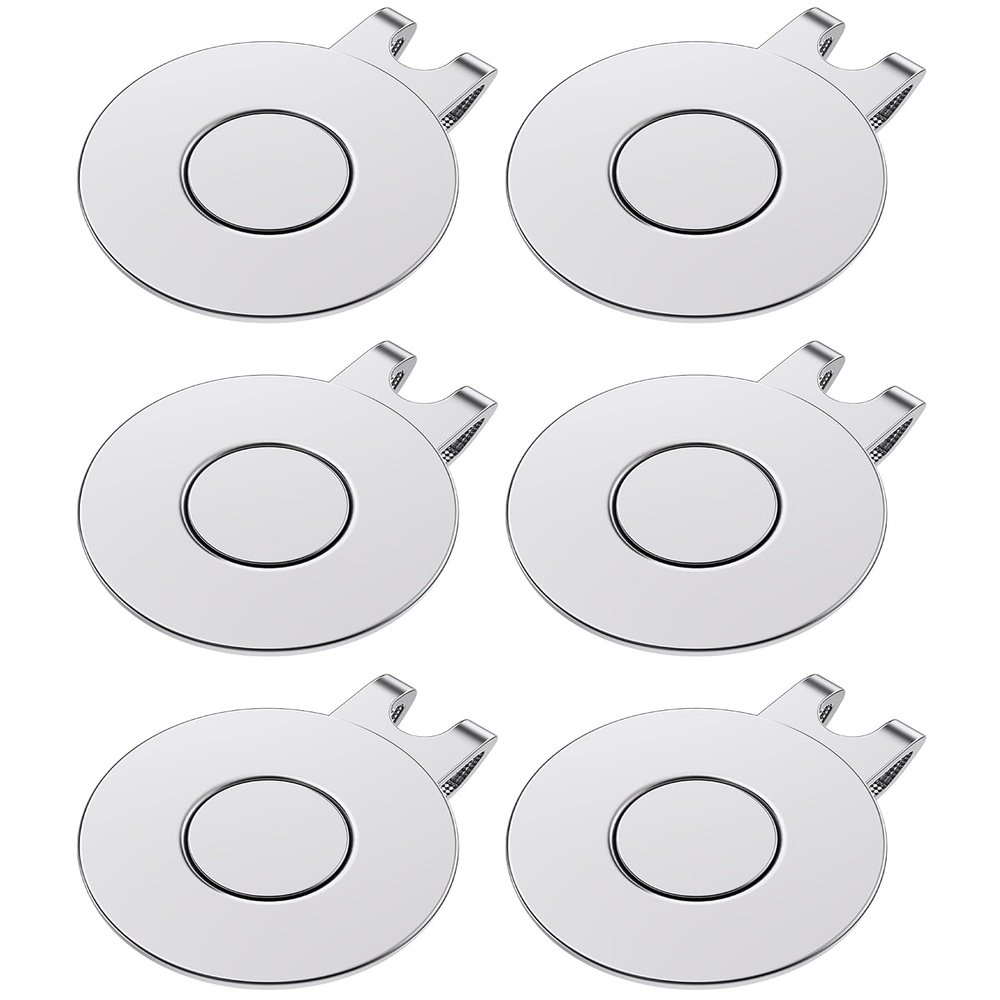 GreenHaven Golf Hat Clips Magnetic Golf Ball Marker Holders for Golf Hats Caps Pants Gloves Bags Visors Belts Nickel-Plated Alloy Clips for Metal Golf Ball Markers (Ball Marker Not Included), 6 Pack