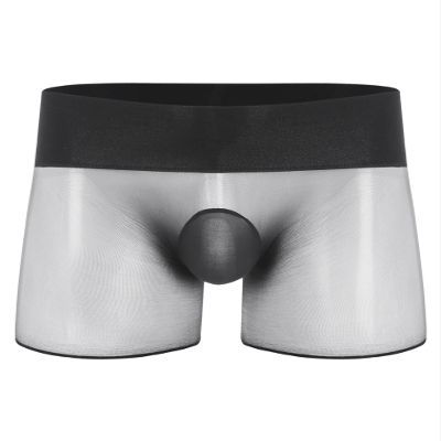 YiZYiF Men's See Through Mesh Boxer Briefs Elephant Nose Open Closed Sheath Panties Shorts Underwear Dark Gray&Bulge Pouch One Size