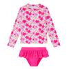 upandfast Little Girls Swimsuits Two Pieces Swimwears Rash Guard Set Long Sleeve UPF 50+ Bathing Suit (Pink Flower, 3 Years) view 1