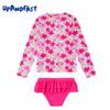 upandfast Little Girls Swimsuits Two Pieces Swimwears Rash Guard Set Long Sleeve UPF 50+ Bathing Suit (Pink Flower, 3 Years) view 2