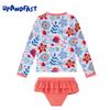 upandfast Little Girls 2 Pieces Swimsuit Set with UV 50+ Long Sleeve Rash Guard (Sunflower, 5 Years) view 2