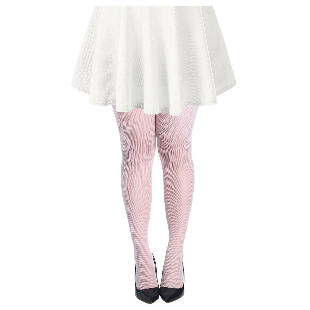 AGITATESAND Women High Waisted Fishnet Tights Footed Stockings Plus Size Stretchy Pantyhose