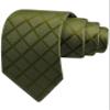 GUSLESON Mens Olive Green Tie for Wedding Party Silk Plaid Checkered Necktie for Business (1034-21) view 1