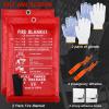 Copkim 2 Sets Emergency Fire Blanket for Home Fire Suppression Thermal Blankets with Emergency Whistles, Hooks and Gloves for Kitchen, Fireplace, Car, Office, 39.3" x 39.3" view 3