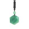 Anjiucc Natural Gemstone Green Aventurine Hexagonal Pendant Necklace,Black nylon rope 25 inches, Male and Female Necklace(Green Aventurine) view 1