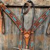 EQUIGEAR Western Leather Hand Tooled Headstall and Breast Collar Set with Reins. /Size-Full,Cob AO-005 (Cob) view 1