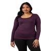 32 Degrees Women's Lightweight Baselayer Scoop Top | Form Fitting | Long Sleeve | 4-Way Stretch | Thermal, Grape Wine Heather, XX-Large view 1