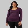 32 Degrees Women's Lightweight Baselayer Scoop Top | Form Fitting | Long Sleeve | 4-Way Stretch | Thermal, Grape Wine Heather, XX-Large view 2
