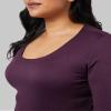 32 Degrees Women's Lightweight Baselayer Scoop Top | Form Fitting | Long Sleeve | 4-Way Stretch | Thermal, Grape Wine Heather, XX-Large view 4