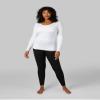 32 Degrees Women's Lightweight Baselayer Scoop Top | Form Fitting | Long Sleeve | 4-Way Stretch | Thermal, White, Large view 3