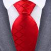 GUSLESON Red Tie for Men Wedding Plaid Checkered Solid Silk Necktie for Business Party (1034-16) view 2