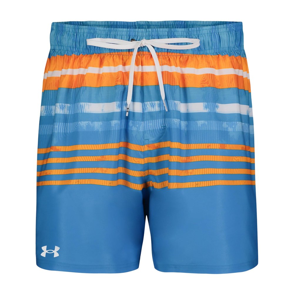 Under Armour Men's Volley Swim Trunks, UPF 50+ Sun Protection, Drawstring Closure & Elastic Waistband, Ripple Stripe, M