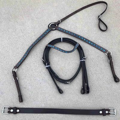 EQUIGEAR Western Leather Hand Tooled Headstall and Breast Collar Set with Reins. /Size-Full,Cob AO-0014 (Full)