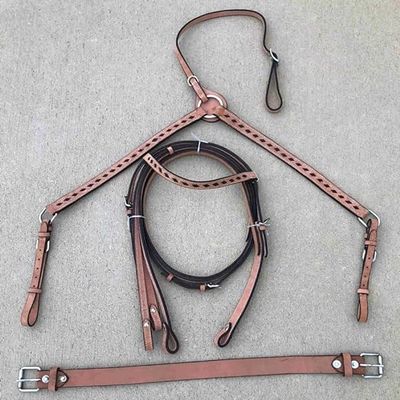 EQUIGEAR Western Leather Hand Tooled Headstall and Breast Collar Set with Reins. /Size-Full,Cob AO-0013 (Full)