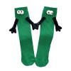 ARTSIM Holding Hands Socks Couple Kids Magnetic Hand in Hand Mid Tube Sock Funny 3D Doll Big Eye Design Gifts Socks Dark Green view 1