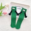 ARTSIM Holding Hands Socks Couple Kids Magnetic Hand in Hand Mid Tube Sock Funny 3D Doll Big Eye Design Gifts Socks Dark Green view 3