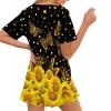 Veniyate Womens Summer Pajamas Set Yellow Sunflower Butterfly Print Two-piece Pj Sets Short Sleeve Shirt and Shorts Sleepwear Loungewear with Pockets view 2