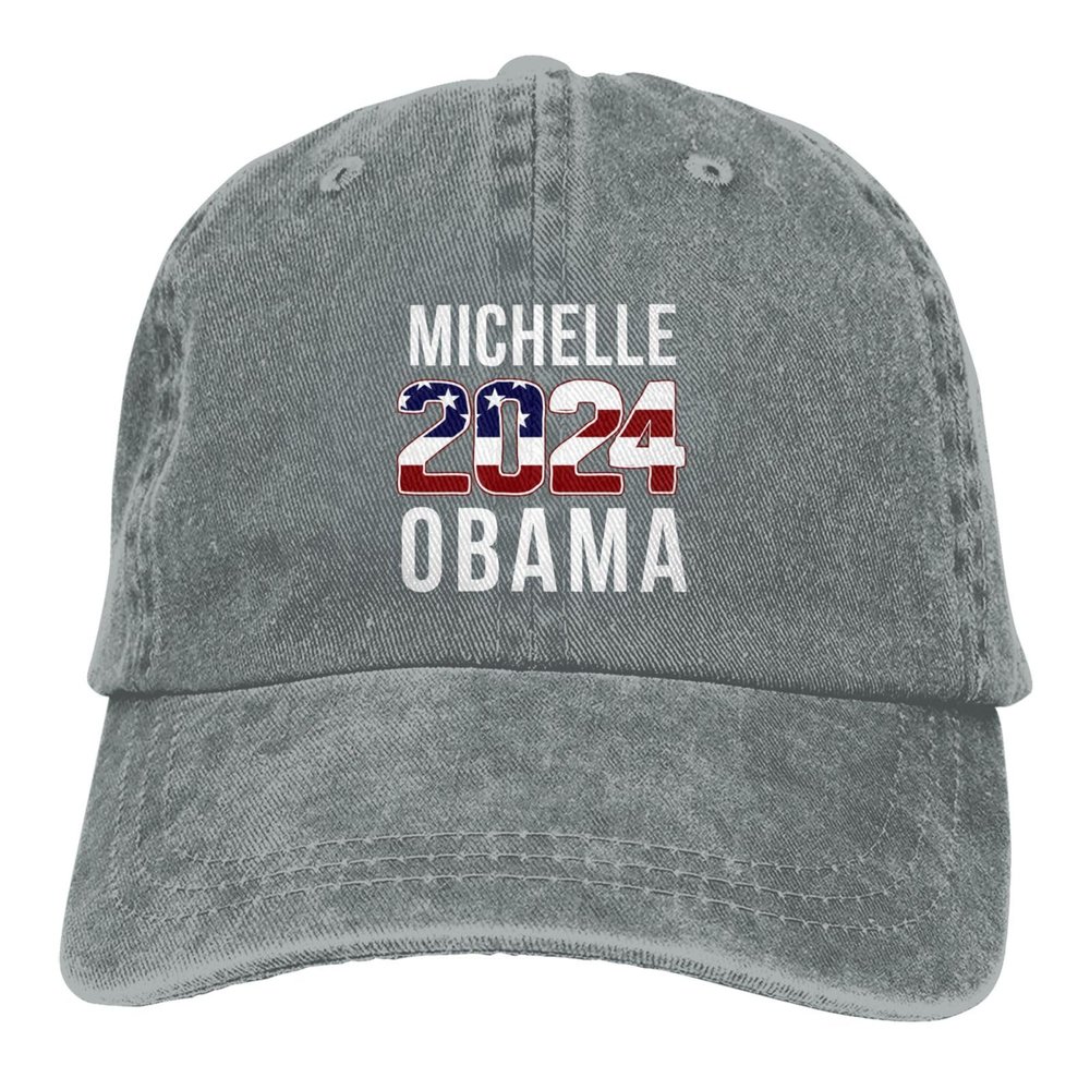 Renzund Michelle Obama 2024 Funny Hat Distressed Washed Cotton Cowboy Baseball Cap Gray