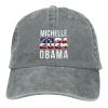 Renzund Michelle Obama 2024 Funny Hat Distressed Washed Cotton Cowboy Baseball Cap Gray view 1