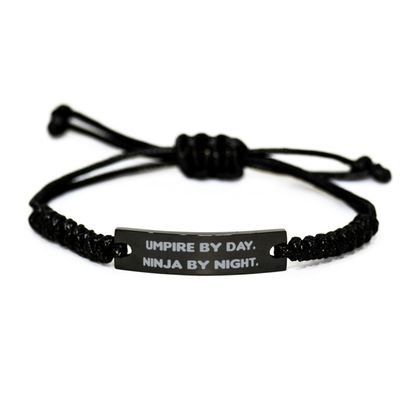 Umpire Gifts For Men Women, Umpire by Day. Ninja by, Appreciation Umpire Black Rope Bracelet, Engraved Bracelet From Colleagues, Gifts for baseball umpires, Gifts for softball umpires, Appreciation
