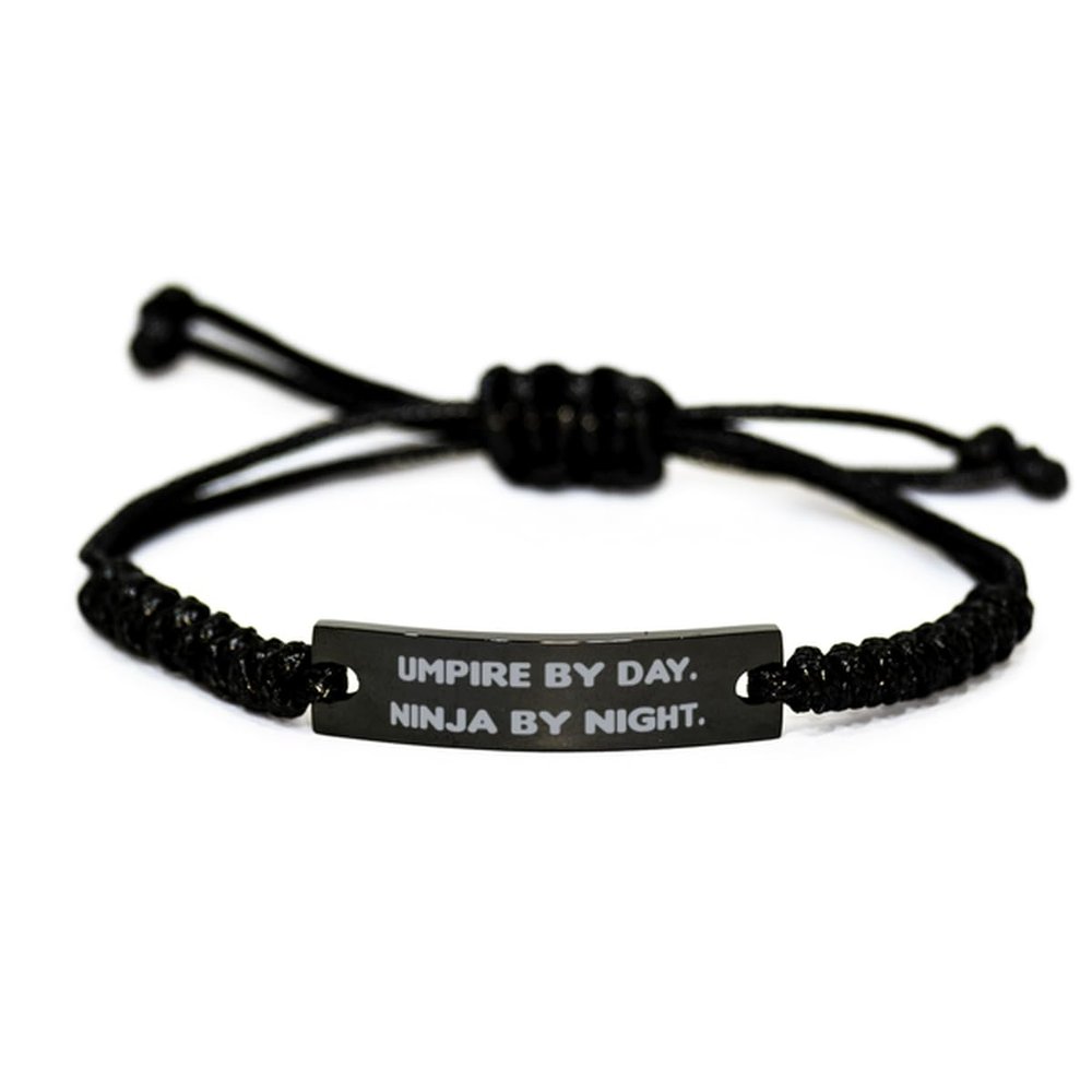 Umpire Gifts For Men Women, Umpire by Day. Ninja by, Appreciation Umpire Black Rope Bracelet, Engraved Bracelet From Colleagues, Gifts for baseball umpires, Gifts for softball umpires, Appreciation