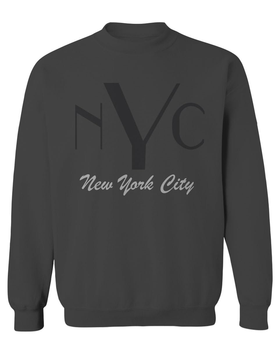 0562. New York City NYC Cool Hipster Street wear Men's Crewneck Sweatshirt (Characol Medium) Charcoal