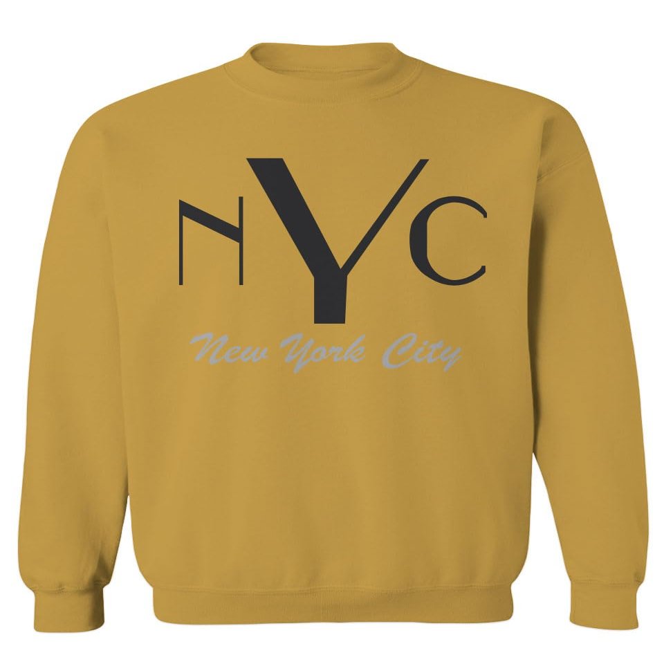 0562. New York City NYC Cool Hipster Street wear Men's Crewneck Sweatshirt (Gold Small)