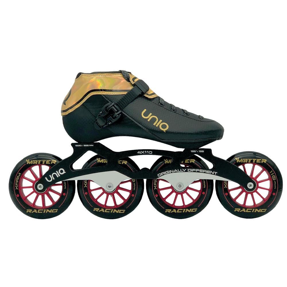 Uniq Q8 Inline Speed Skates - Microfiber Aluminum - for Speed or Serious Fitness Skaters (Size 39-6.5)