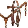 EQUIGEAR Western Leather Hand Tooled Headstall and Breast Collar Set with Reins. /Size-Full,Cob AO-0021 (Cob) view 1