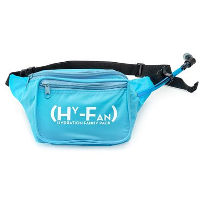 HY-FAN Hydration Fanny Pack with Bladder, 17oz BPA-Free, Hands-Free Design, Secure Pockets, Ideal for Athletic Outdoor Activities, Travel and More - Sky Blue