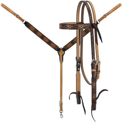 EQUIGEAR Western Leather Hand Tooled Headstall and Breast Collar Set with Reins. /Size-Full,Cob AO-0027 (Full)