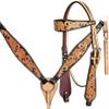 EQUIGEAR Western Leather Hand Tooled Headstall and Breast Collar Set with Reins. /Size-Full,Cob AO-0025 (Cob) view 1