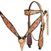 EQUIGEAR Western Leather Hand Tooled Headstall and Breast Collar Set with Reins. /Size-Full,Cob AO-0025 (Cob) view 2