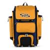 Boombah Rolling Catcher's Superpack Baseball/Softball Gear Bag - 23-1/2" x 13-1/2" x 9-1/2" - BM-9124C23 Royal/Gold - Telescopic Handle - Holds 4 Bats - Wheeled Version