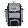 Boombah Rolling Catcher's Superpack Baseball/Softball Gear Bag - 23-1/2" x 13-1/2" x 9-1/2" - BM-9124C23 Royal/Gray - Telescopic Handle - Holds 4 Bats - Wheeled Version