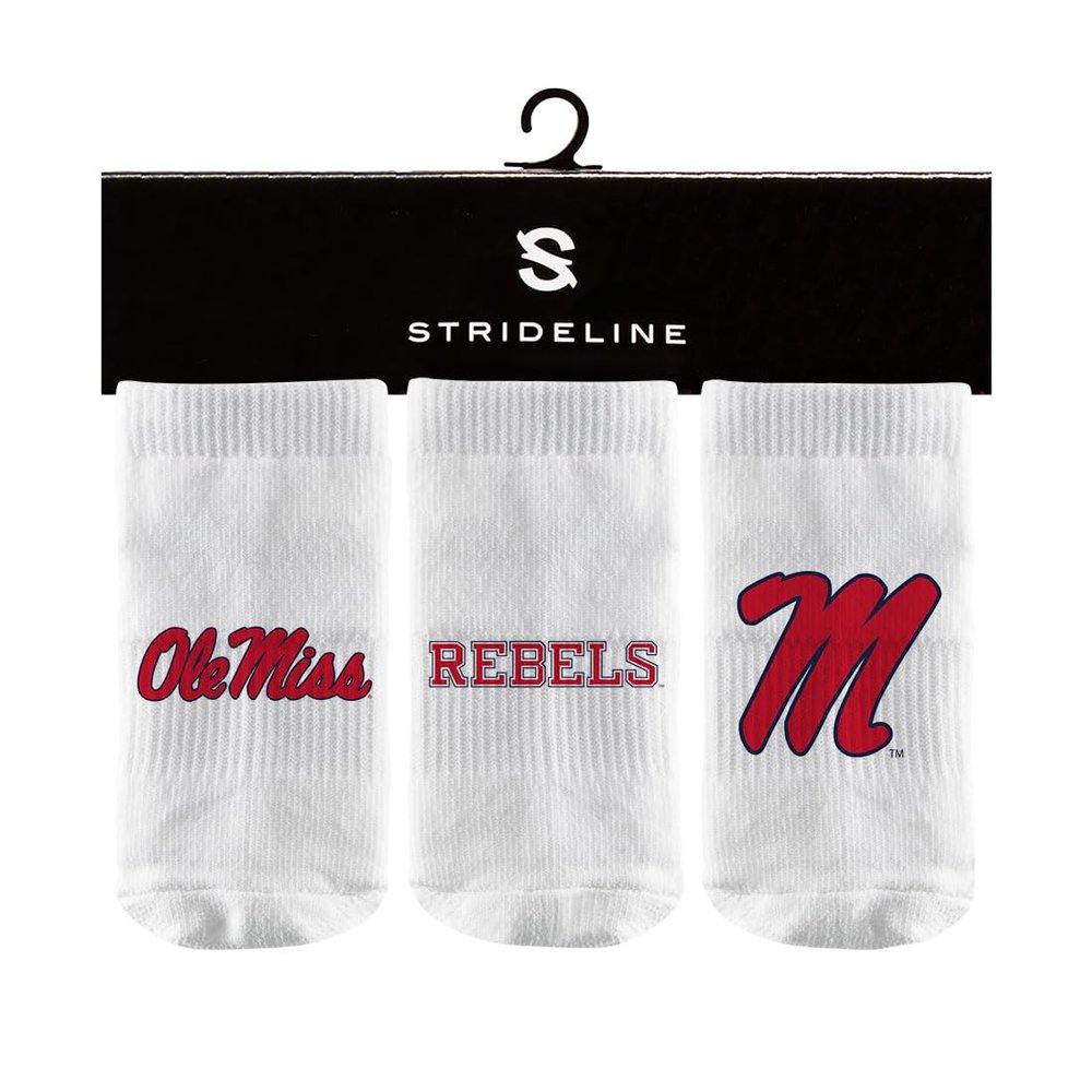 Strideline NCAA Infant Baby Socks-3 Pack-Ole Miss-0-12 Months