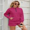 FKEEP Womens Sweatsuits 2 Piece Outfits Half Zip Sweatshirt Sweat Shorts with Pockets Lounge Sets Casual Fall Outfits(Hot Pink,Large) view 2