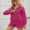 FKEEP Womens Sweatsuits 2 Piece Outfits Half Zip Sweatshirt Sweat Shorts with Pockets Lounge Sets Casual Fall Outfits(Hot Pink,Large) view 4