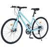 BALINGE 7 Speed Road Bike Hybrid Bike for Men and Women, 700C Wheels Racing Bicycle, Commuter Bicycle,City BicyclesDouble Disc Brakes,Commuting CycleLight Blue view 2