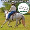 VINGVO Horse Spurs, 2PCS Stainless Steel, Exquisite Engraved Pattern Horse Boot Spurs, Western Cowboy Spurs with Gear Reining Horse Cowboy Show Spurs for Horse Training view 2