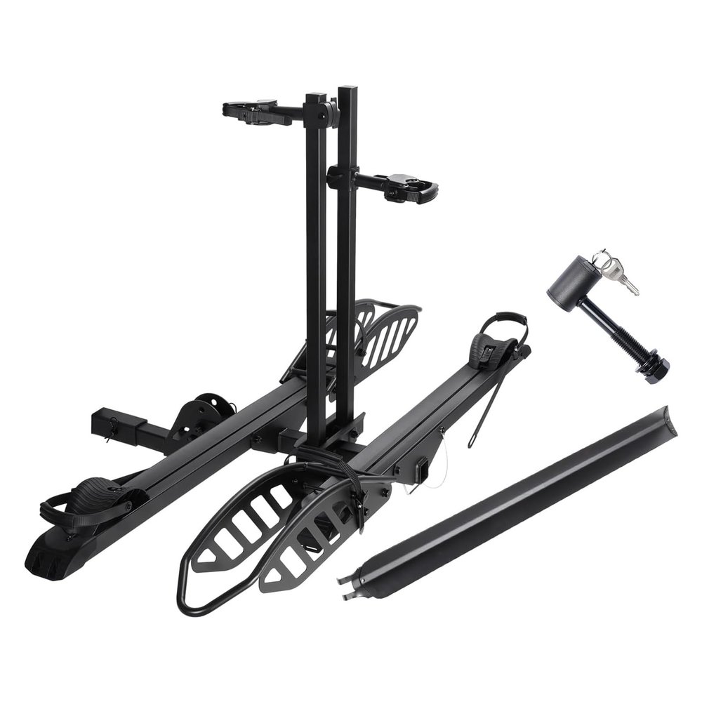 CyberRack E2 Hitch eBike Rack with Ramp 2-Bike Electric Bike Carrier, 200 lb Capacity, Foldable Platform Mount for Cars, Trucks, SUVs, Vans & RV with 2 Receiver, Fits Up to 5 Fat Tire E-Bikes
