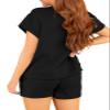 Haloumoning Girls 2 Piece Outfits Short Sleeve T Shirt and Drawstring Shorts Summer Clothing Sets, Black, 9-10 Years view 4